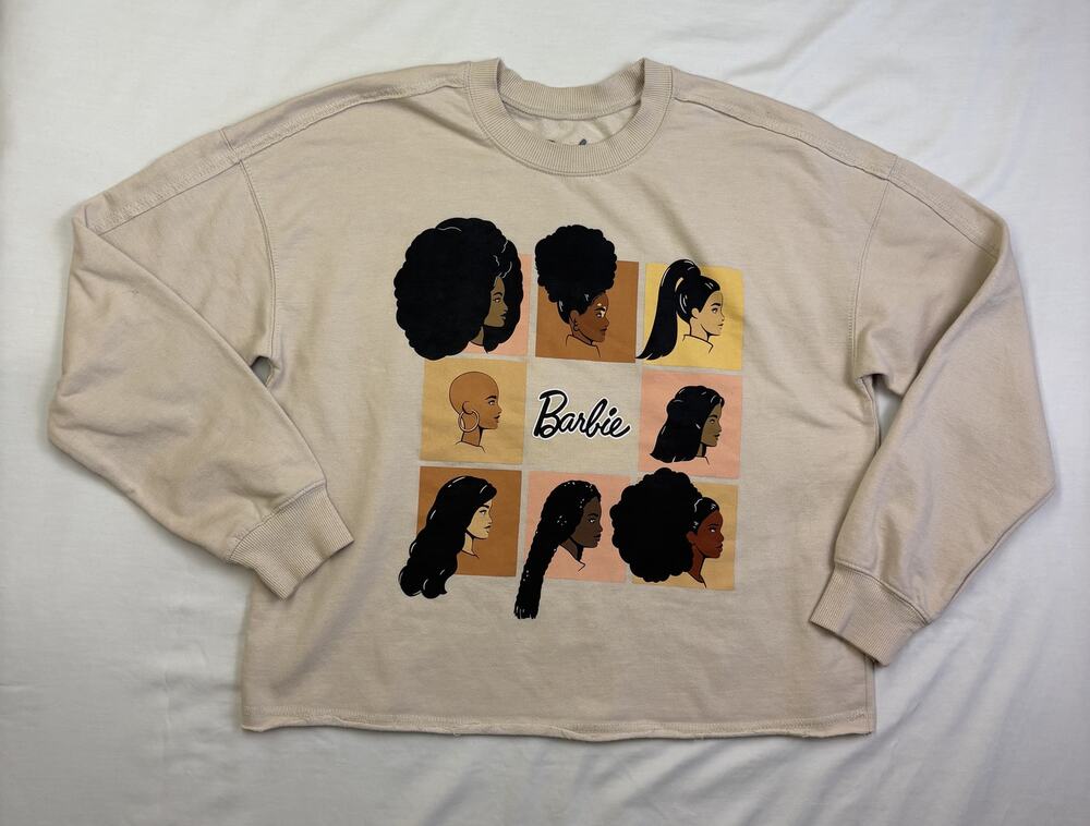 Barbie Mattel Women’s Sweatshirt Size S Beige Graphic Crewneck 2022